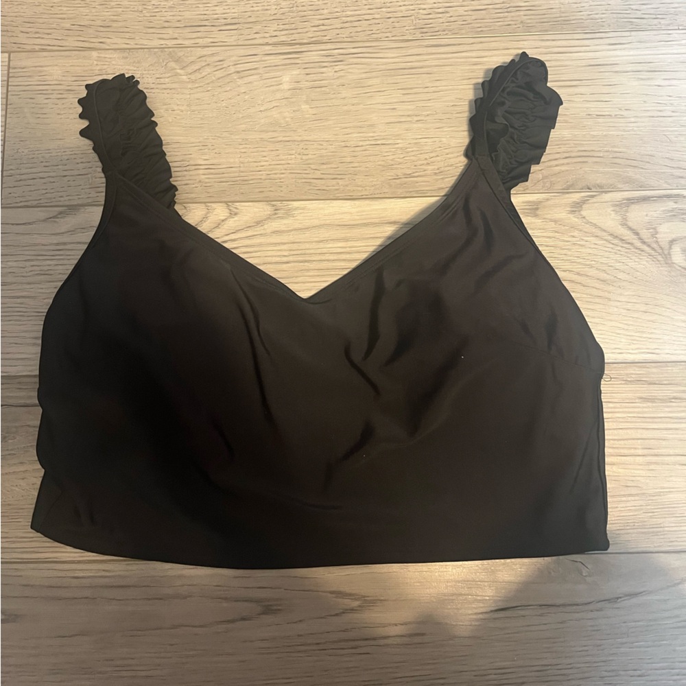 AERIE LONGLINE RUFFLE STRAP BIKINI TOP